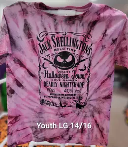 Hand Tie Dyed Jack Skellington Youth Large 14/16 tshirt