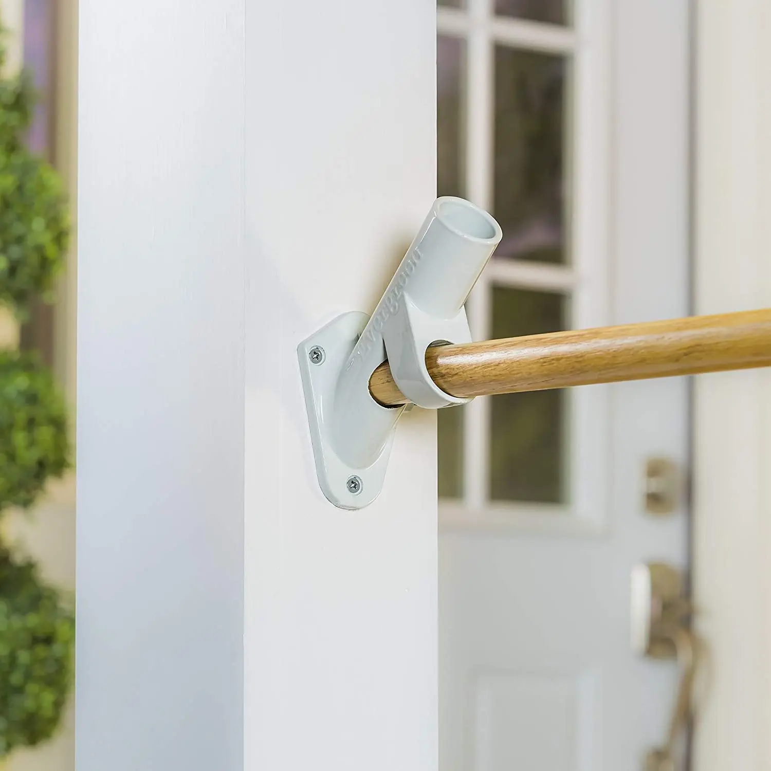 Two-Position White Cast Iron Bracket for Flag Poles