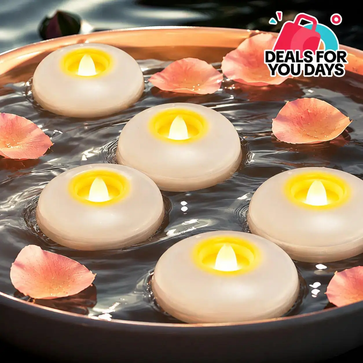 24pcs Flameless Candles Waterproof, 200Hr 3”LED Tea Lights with Battery, Water-Activated Candles for Pool, Wedding Centerpieces, Bath & Spa, Home Decoration (Elegant White)