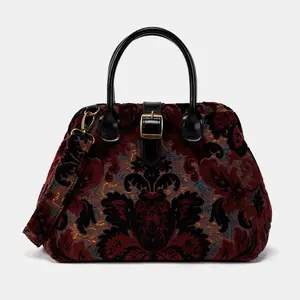 Burnout Velvet Revival Sephia Carpet Handbag Purse