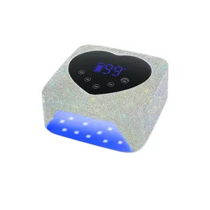 UV LED Nail Lamp 72W Rechargeable Ab Rhinestones Sparkly Wireless Nail Dryer Gel Polish Light with 5 Timer Setting Professional Quick Dry Curing Lamp Pink with Display Auto Sensor for Salon & Home