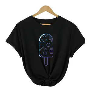 Plus Size, Women's Oversized 100% Crew Neck T-Shirt Geometric Popsicle Design Comfortable And Breathable Summer Exclusive
