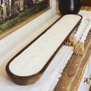 Grand Dough Bowl Candle - Refillable Handmade Wood Bowl - Farmhouse Decor- Long Lasting Scented Soy Wax - Clean Fragrance