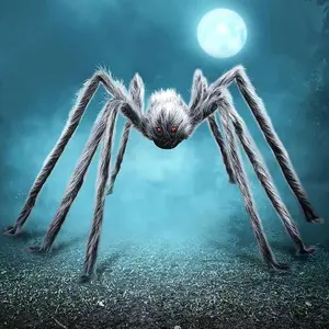 3 Ft Festive Decorations Giant Spider,Decor Outside,Yard Lawn Decoration,Gray,  Treatbags (Standing Height：15 Ines) Spooky Ornaments Window Halloween