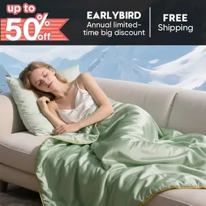 Hugmoon Silk Summer Quilt - Machine-Washable Cooling Blanket, Lightweight All-Season Comforter, Hypoallergenic Class A Bedding for Sensitive Skin & Night Sweats, Eco-Friendly