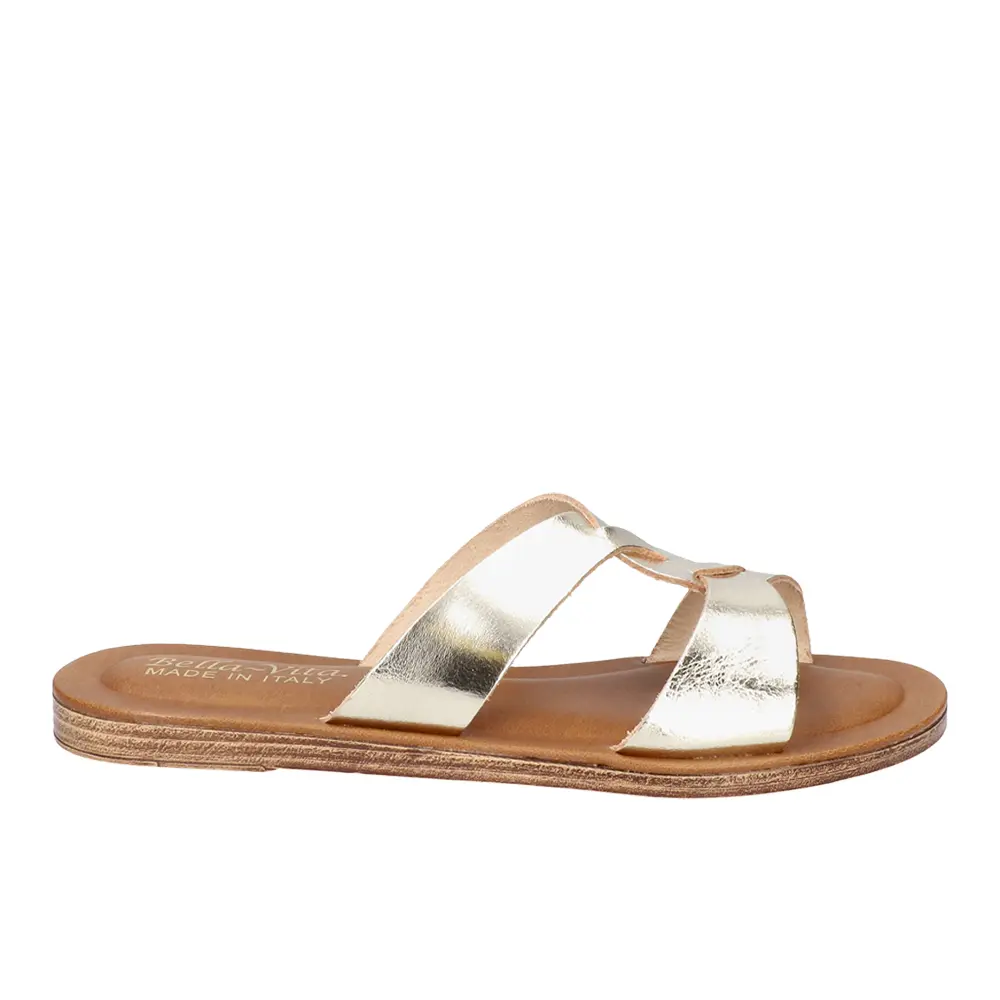 Bella Vita Womens Dov-Italy Metallic Slide Casual Sandals Casual - Gold