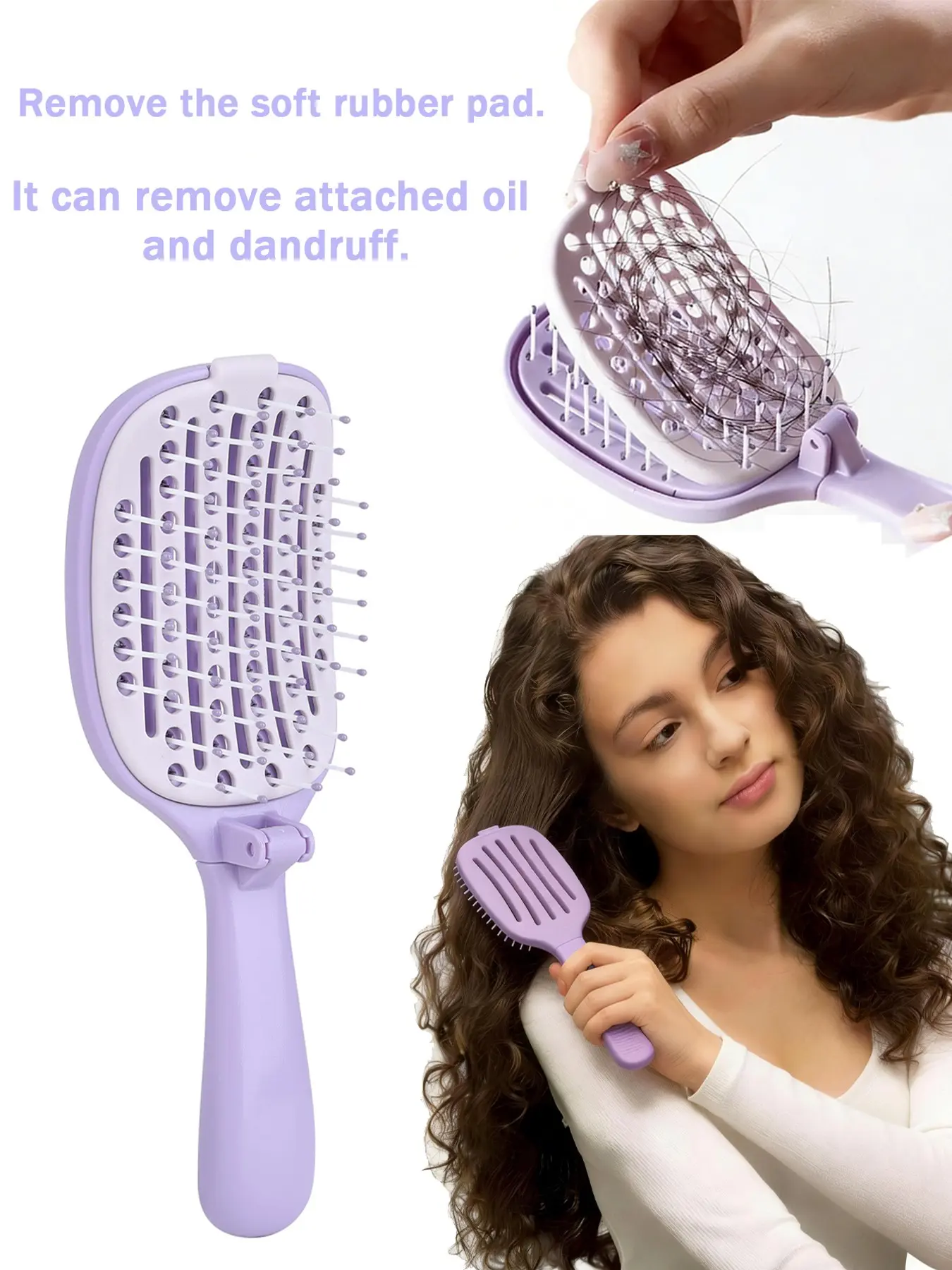 1PC Self-Cleaning Detangling Hair Brush (Boxed) – Minimal Style, Push-to-Clean One-Click Hair Removal, Anti-Knot Anti-Frizz, Scalp Massage Paddle Brush for Wet & Dry Curly/Wavy/Straight Hair, Women & Men, Home/Travel
