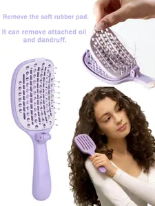 1PC Self-Cleaning Detangling Hair Brush (Boxed) – Minimal Style, Push-to-Clean One-Click Hair Removal, Anti-Knot Anti-Frizz, Scalp Massage Paddle Brush for Wet & Dry Curly/Wavy/Straight Hair, Women & Men, Home/Travel