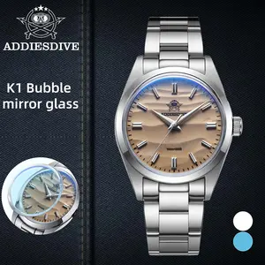 ADDIESDIVE Luxury Dress Watch Men's Analog Watch - Mecaquart 36mm Sand Dial 100m Waterproof 316L Stainless Steel Business Casual Watch for men Modern Fashionable Wristwatch