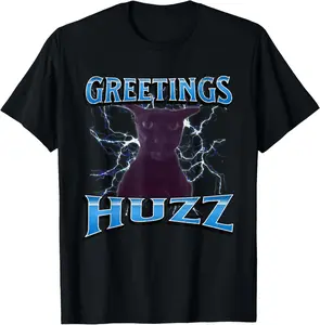 100% Cotton Unisex Greetings Huzz Funny Larry Cat Meme Bootleg Graphic T-Shirt for Men Women