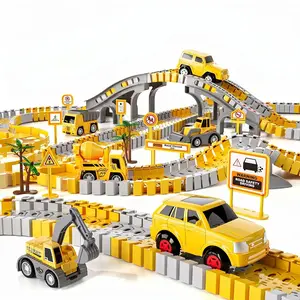 DIY Electric Track Car Toy, Construction Vehicle City Bridge Train Toy, Creative Birthday Gift for Boys & Girls