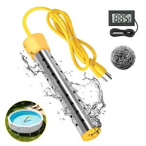 Portable Electric Water Heater Safe Submersible with Smart LCD Monitor for Bathtub & Outdoor Pool Fast Efficient Heating for Camping Trips & Outdoor Showers - Utensils, Kitchen