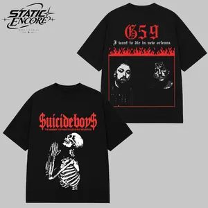 $uicideboy$ G59 I Want To Die In New Orleans Vintage Graphic T-Shirt, Underground Hip-Hop Rap Duo Merch Tee, Gothic Skeleton Streetwear Shirt, Double-Sided G59 Records Fan Apparel, Gift for Suicideboys Music Lovers, Dark Aesthetic Concert Tour Tee #01