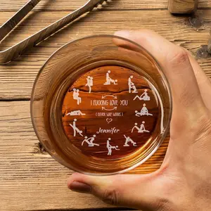 Funny I F-king Love You Whiskey Glass High quality laser engraved whiskey glasses, Personalize your name or handwriting Gifts for couples, Home Decor & Gifts, Funny gift for men and women, Drinkware.