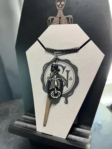 Iron Coffin Nail Necklace with ribcage cameo