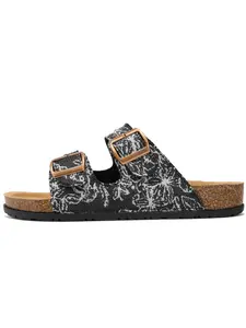 Unisex Open-Toe Sandals, Adjustable Slide Sandals, Floral Design, Comfortable Summer Shoes, Wide Fit, Eva Sole, Ideal for Casual Wear & Beach Days