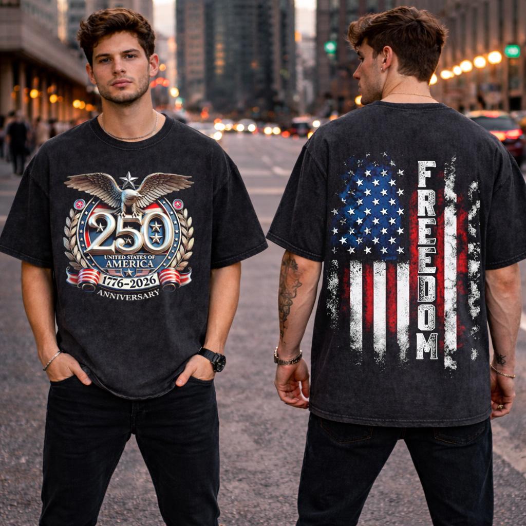 Freedom 250th Anniversary Shirt, Comfort Colors USA 250 Years Independence Apparel, 1776–2026 America Anniversary, Patriotic Freedom
