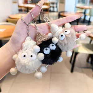 Cute Cartoon Big Eye Fur Ball Keychain Pendant, Creative Plush Accessory, Car Keychain Backpack Hanging Decoration, Holiday Party Gift