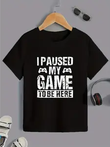 “I Paused The Game to Come Here" Red Short-Sleeved T-Shirt - Fun Game Pattern Print, Casual And Comfortable Summer Top, Teenager'S Playwear | Casual Crew Neck | Comfort, Gamer T-Shirt, For Teenager, For Teenager