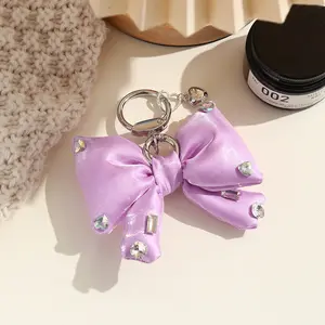 Rhinestone Bow Keychain - Fashion Bag Charm, Crystal Keyring for Girl