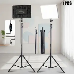 10" LED Square Light Panel with 63" Extendable Stand 3 Color 2200-4500K Studio Lighting for YouTube/TikTok/Instagram Content Creation, Dimmable Brightness, USB Powered, Soft light（1PCS）#valentine's#new years
