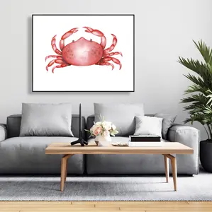 360 Stand Artistic Aquatic Animals Framed Wall Artwork, 36x48 in. Vibrant Crabs Seascape Art, Kitchen & Home Decor Room Wall Decoration
