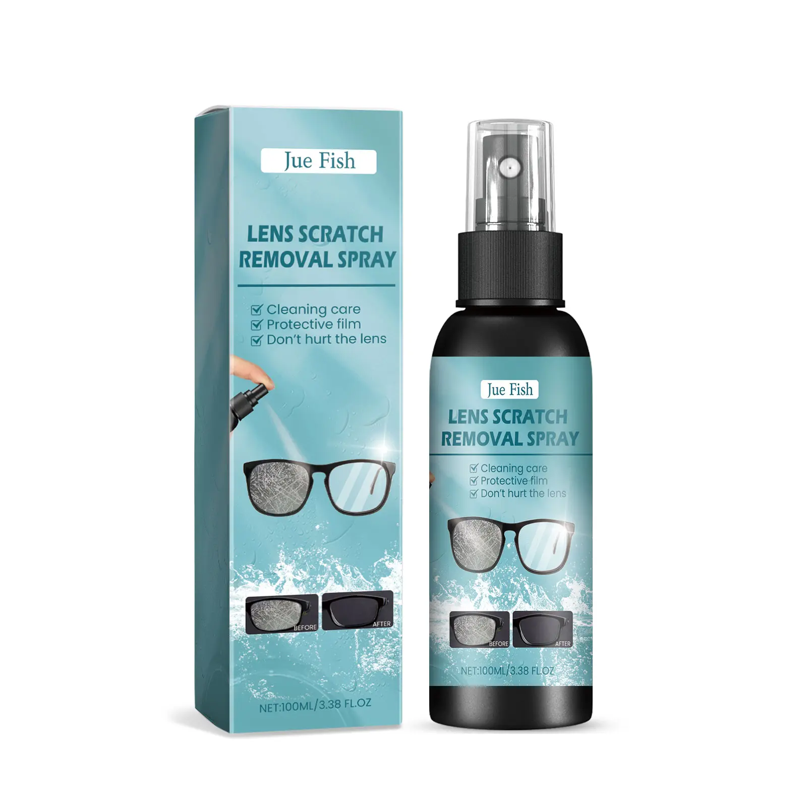 Jue-Fish Lens Polish Scratch Remover Liquid Cleaner for Eyeglasses - Fix Blurry Scratches, Repair Scuffs, Restore Clear Vision (Camera Care Accessory)