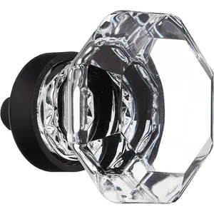Emtek  Old Town Clear 1.25 in. Cabinet Knob, Flat Black