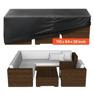 VEVOR Patio Furniture Cover, 420D Heavy Duty Waterproof Outdoor Dining Table and Chairs Cover, Large Rectangular Patio Table Covers with Air Vent for All Weather, 130Lx 84Wx 28H inch, Black