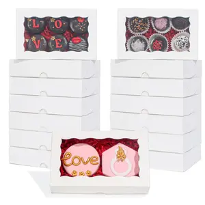 50Pcs Cookie Boxes with Clear Window Small White Cookie Boxes Bakery Treat Boxes for Dessert, Donuts, Pie, Candy, Macaron (7 x 4 3/8 x 1½ Inch) - Home Improvement.