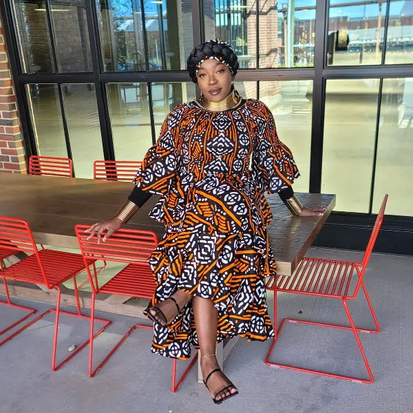 Orange tribal 3 pcs Set Smock fitted Skirt and smock top - Womenswear, Clothing