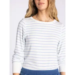 Thread & Supply : Stacey Top in Ivory Blue Stripe