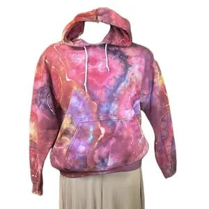 (110)Lava Hibiscus Pull Over Hoodie!(M) Vibrant Tie Dye Design with Hood and Pockets for Comfort