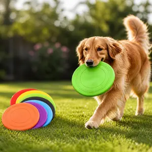 Floating Dog Frisbee Interactive Flying Disc Toy Durable Fetch Training Toy for Medium Large Dogs Outdoor Water Play Frisbee