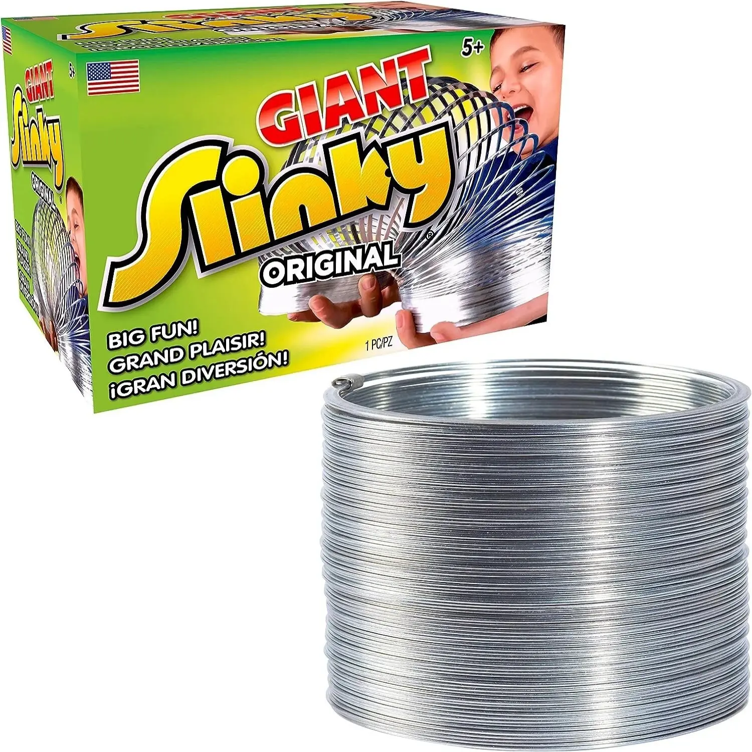 Original Giant Slinky Walking Spring Toy - Large Metal Design, Suitable for Ages 5+