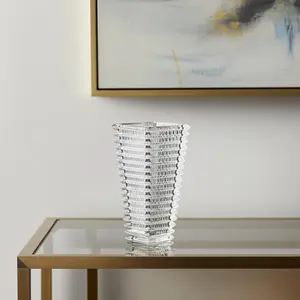 360 stand 11 in. Rectangle Contemporary Decorative Glass Vase - 360-Degree Display, Home Decor Centerpiece for Flowers, Ideal for Room & Table, Gift for Home Supplies Enthusiasts
