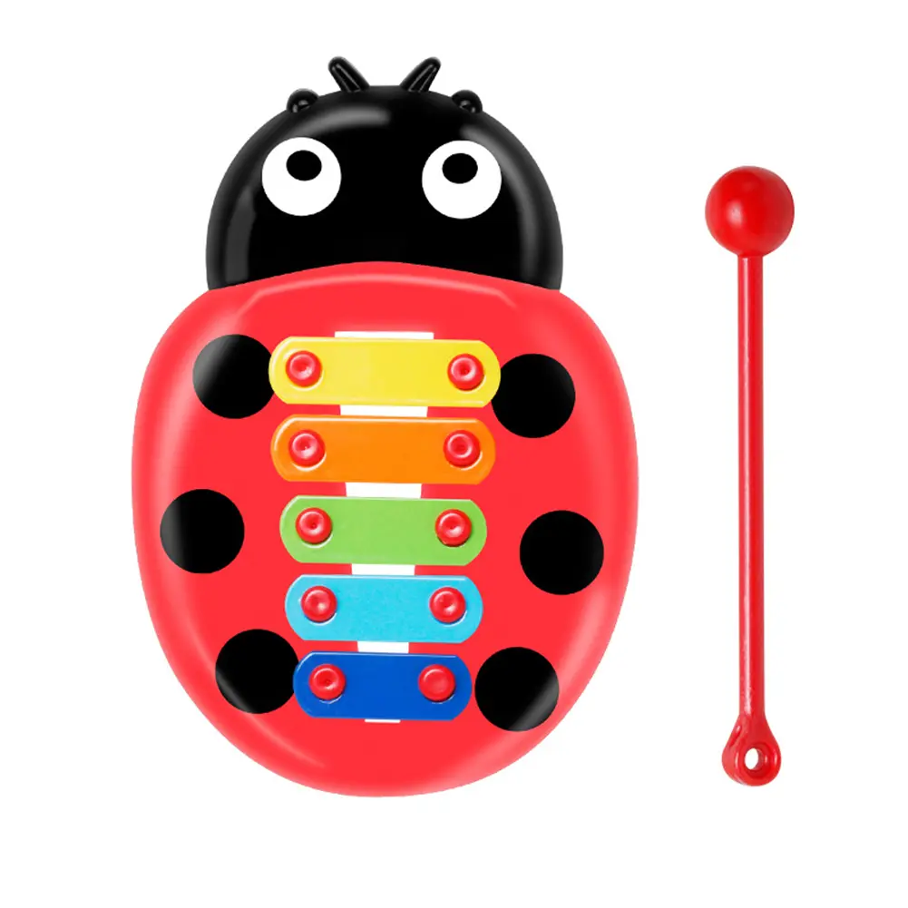 Ladybug Glockenspiel Xylophone 8 Notes Percussion Musical Instrument with Mallet Educational Musical Toy for Kids Preschool Learning