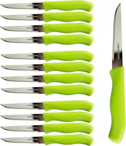 Brenium Paring and Garnishing Knife, 12-Piece Set, Knives with Straight Edge 3 Inch Blade, Stainless Steel, Spear Point, Fruit and Vegetable Cutting and Peeling, Green
