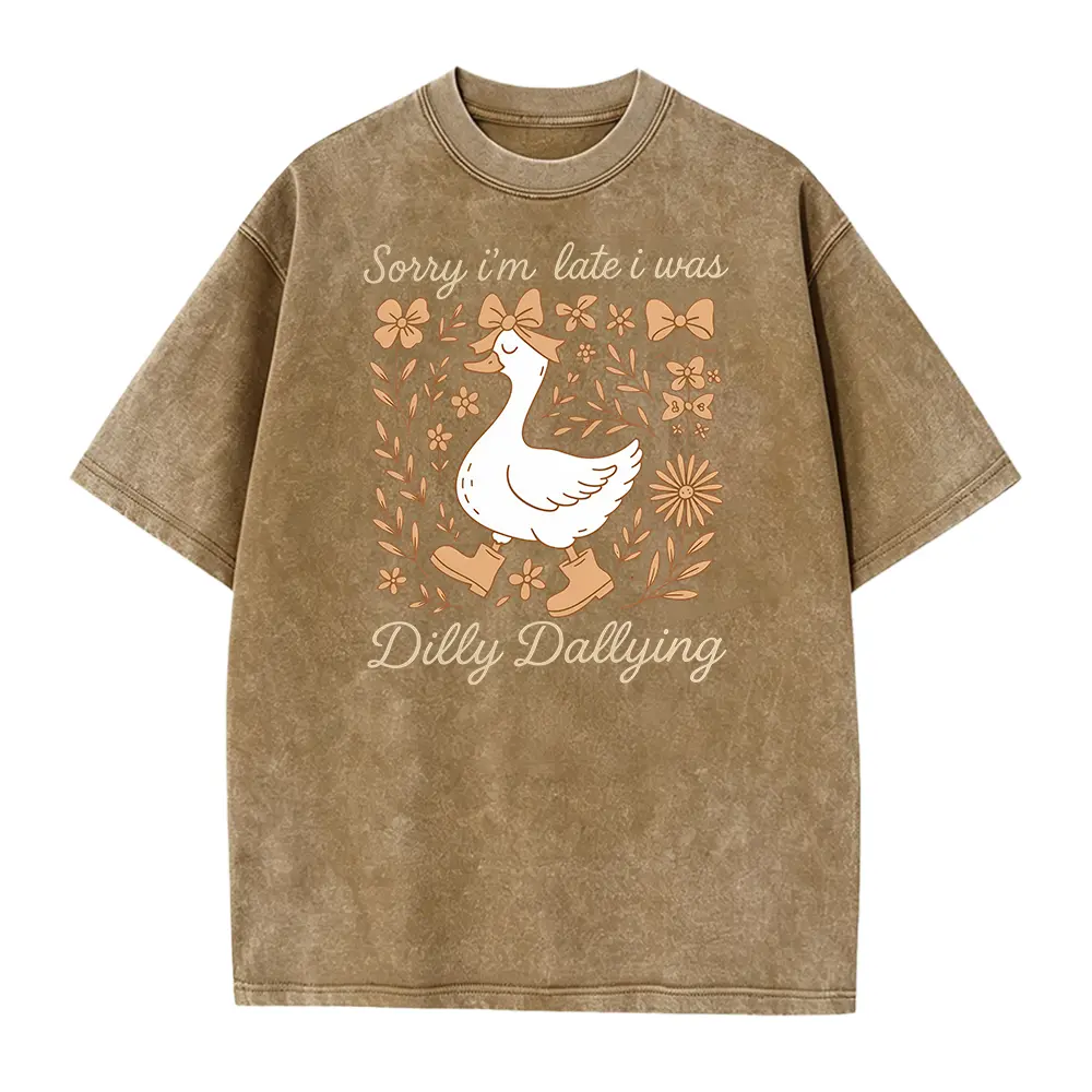 Sorry I'm Late I Was Dilly Dallying Goose Shirt, Funny Goose Shirt, Shirt, Animal Humor Gift, Cute Goose Shirt