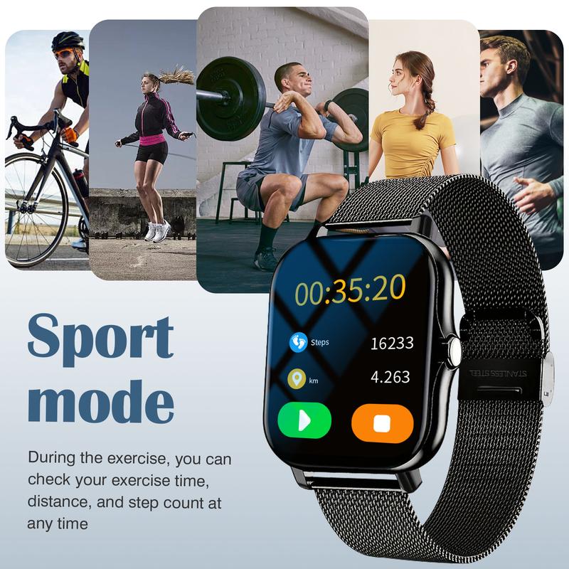 Smartwatch, Fitness Smart Watches - 2026 Unisex, Wireless Connection & Answer/Make Call, Pedometer Fitness Tracker, Steps/Calories Counter, Multiple Sports Modes, Sedentary Reminder & Message Push, Alarm Clock, Remote Music Playback