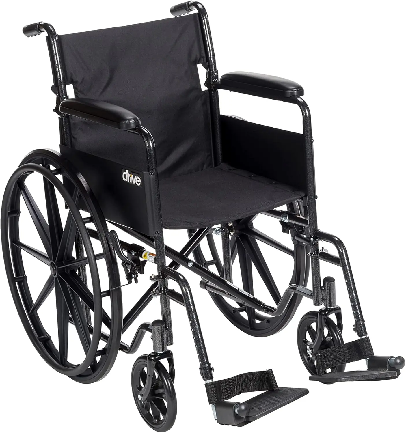 Silver Sport 1 Folding Transport Wheelchair with Full Arms and Removable Swing-Away Footrest, Black