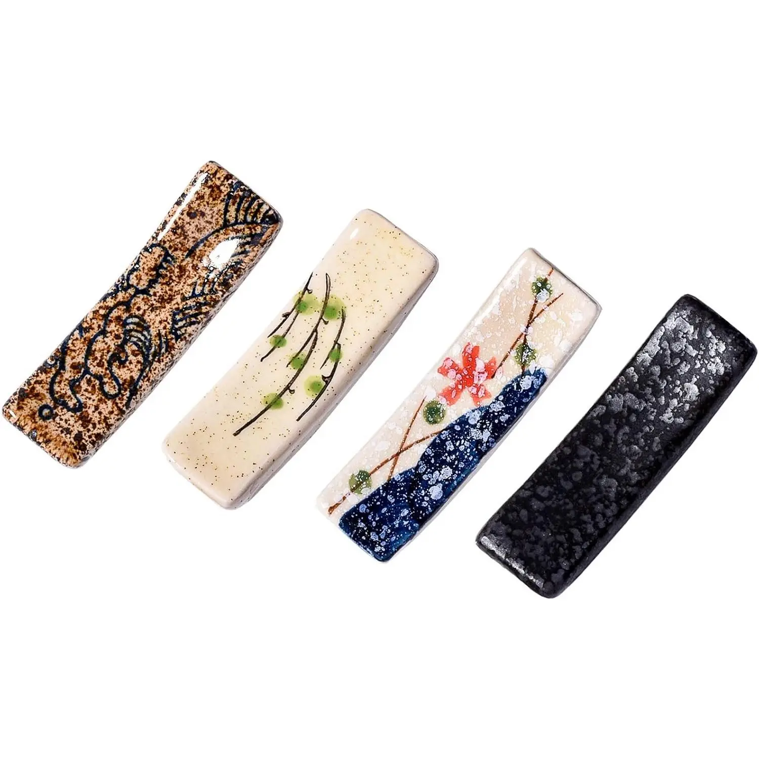 Japanese Style 4 Pcs Ceramic Chopstick Stand Rest Tableware Kitchen Tools for Hotel Restaurant Family