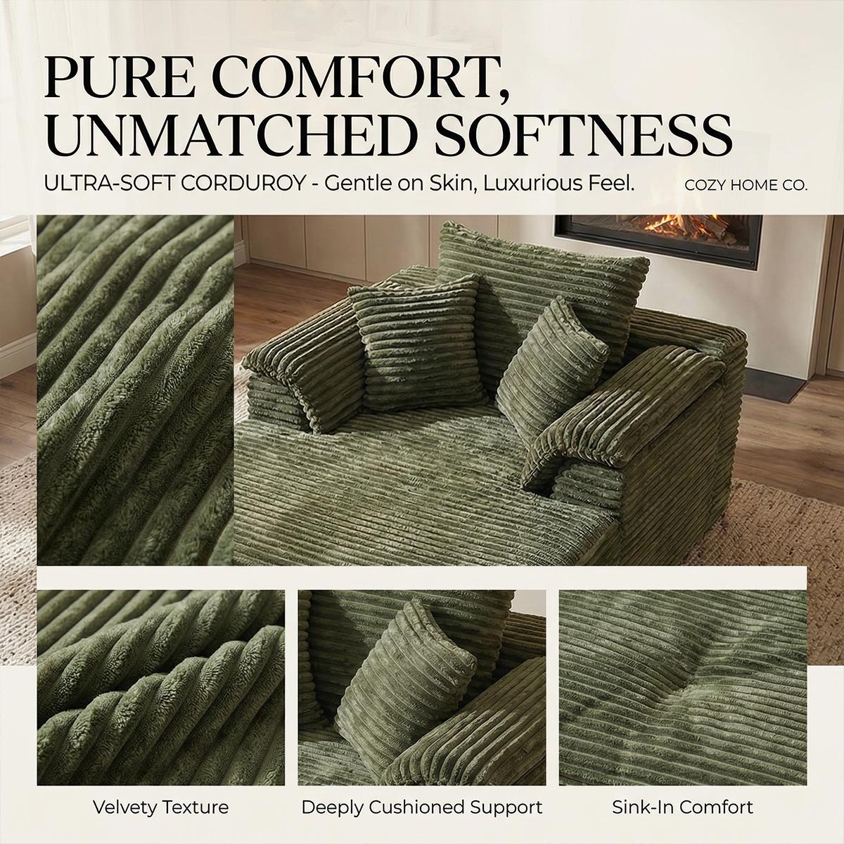 Oversize 61"multi-function combination sofa bed (cloud couches) - modern leisure chair, which can be converted into a bed without assembly, is made of plush fabric, suitable for small space, apartment, guest room, and can be selected in multiple colors