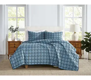 Cannon Luka Grid Full/Queen 3 Piece Quilt Set