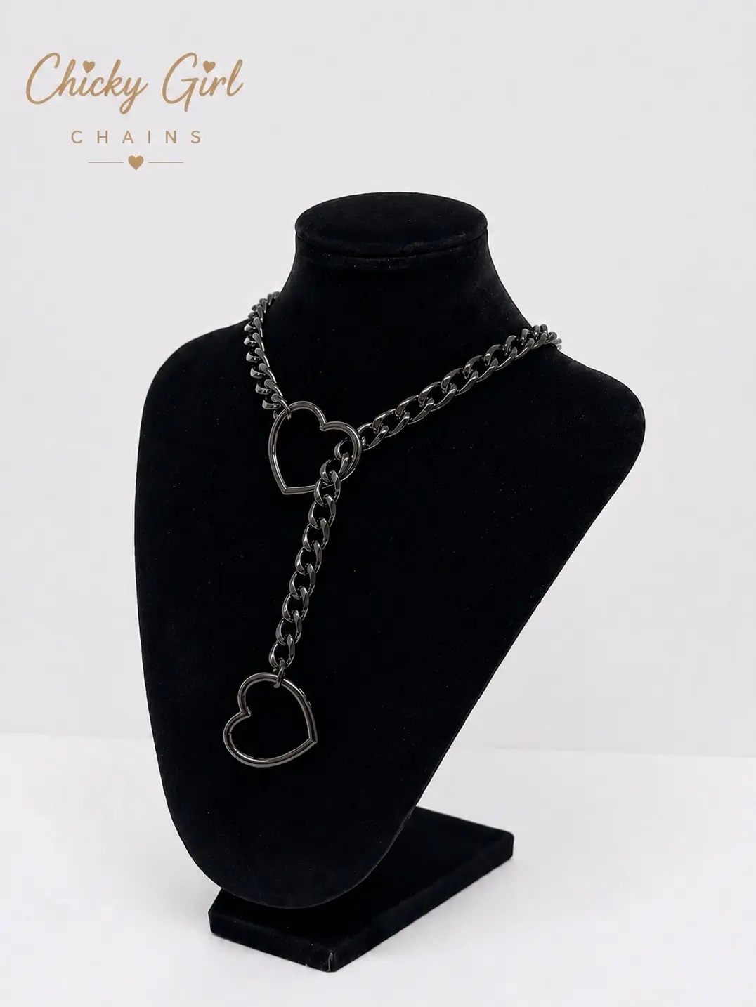 Black 60cm Slip Chain with Heart O- Ring, Punk Style Necklace, Adjustable Daily Wear Chain for Women & Men, Exquisite Jewelry Gift for Date, Anniversary, Birthday, Christmas, Party"