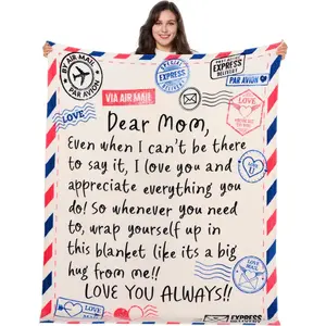 Mothers Day Blanket Gifts for Mom Birthday Gifts Soft Flannel Blanket for Mom Grandma from Daughter Son 50" x 60" Ivory White