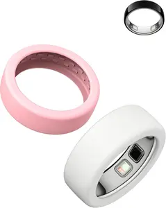 Silicone Case for  Ring 5, 2-Pack Smart Ring Protectors, Soft Anti-Scratch Protective Sleeves, Lightweight & Comfortable Ring Guards, S (Size 6-9), Pink+ White