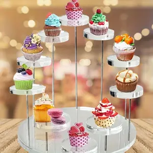 10-layer transparent tower display stand - Acrylic cupcake display stand, Cupcake Holder for wedding and birthday cupcakes, food and desserts, perfumes, jewelry, for home, table drawer storage boxes, party table center decoration