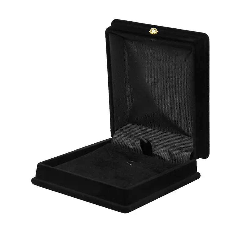 Black Rectangle Flocked Velvet Jewelry Storage Box - 1 Piece, 3.5x3.11x1.18 in/8.9x7.9x3 cm, Small, for Wedding Gift Holding, Necklace Chain & Earring Organization, Jewelry Displaying