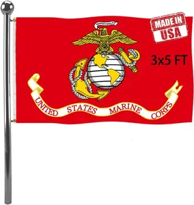 3x5 Outdoor U.S. Marine Corps Flag - Brightly Colored, Light, Collectible Military Flag Banner with 2 Metal Eyelets for Decoration